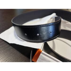 HERMES mens womens Noir & GREEN blue togo wide belt strap 120 cm